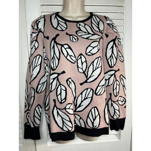 Anne Klein Ballet Combo pink black‎ and white puff sleeve sweater M NWT $99 - Picture 1 of 5